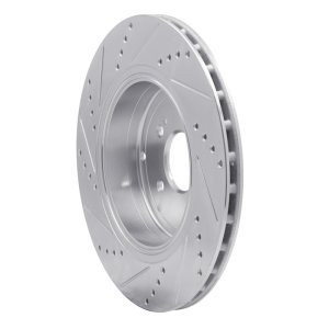 Genesis G70 Brake Rotor (1) - Rear Right - R1 Concepts - Drilled & Slotted - Silver - `18-`25